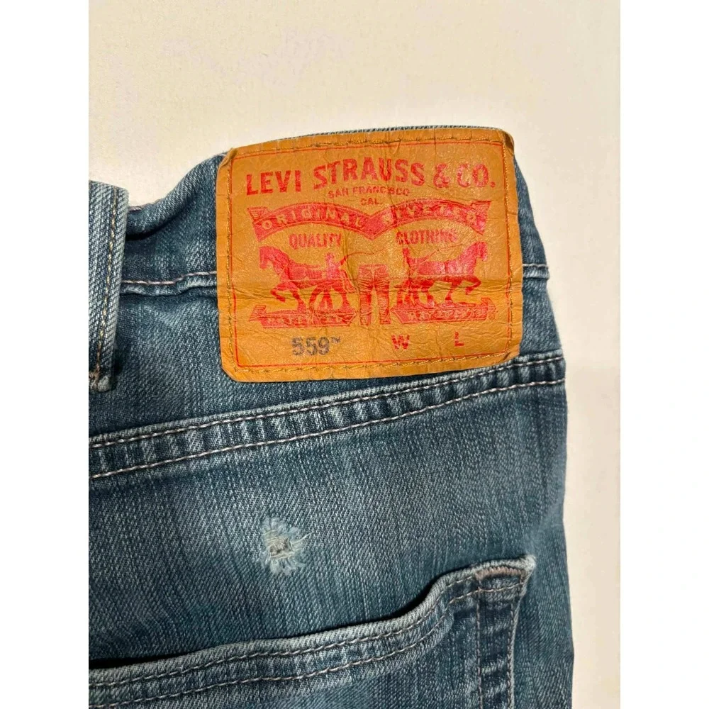 Levis 559 Relaxed Straight Mens Blue Denim Jeans 44x30 Medium Wash 0559-0067